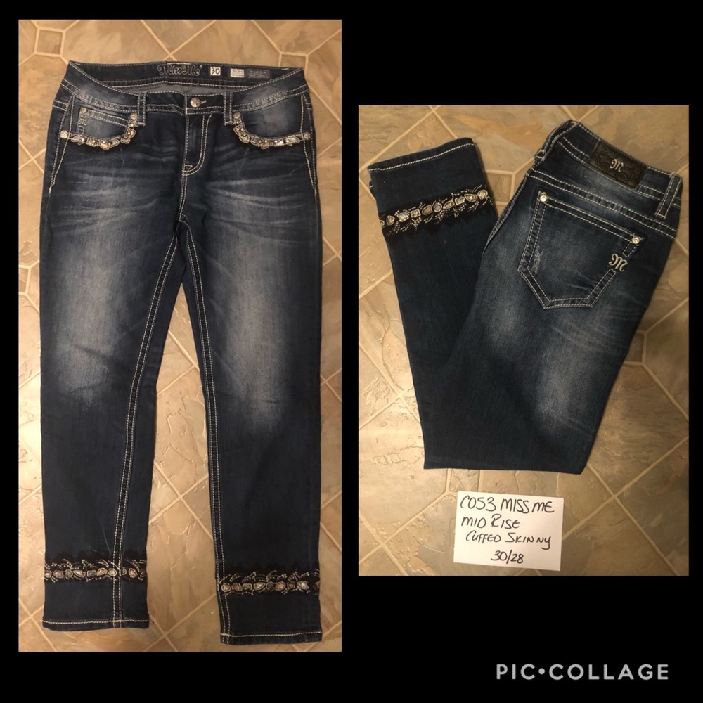 Miss Me Mid Rise Cuffed Skinny Jeans